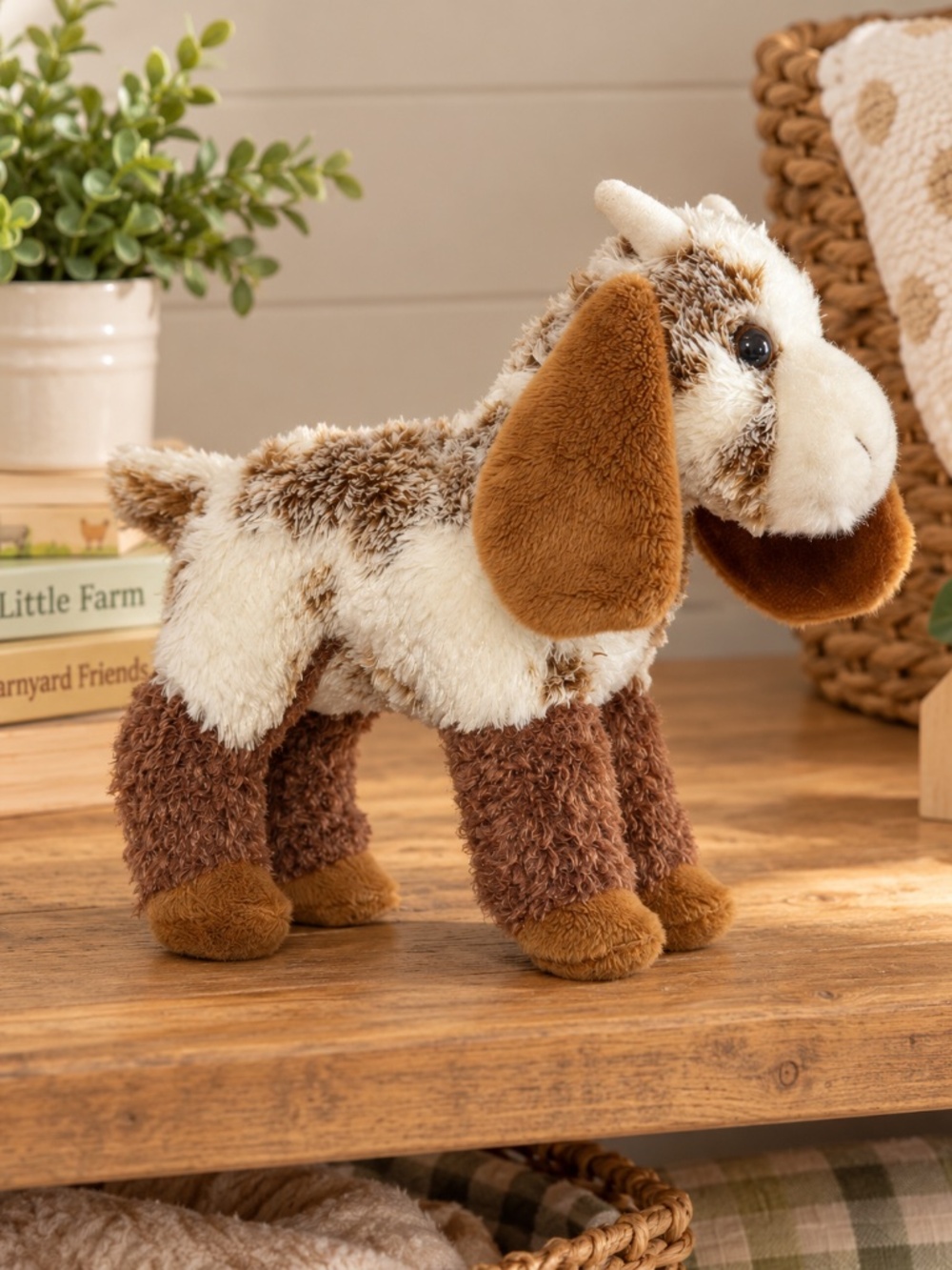 Douglas Bodhi Goat Plush 8" Brown White Spotted Stuffed Animal Floppy Ears